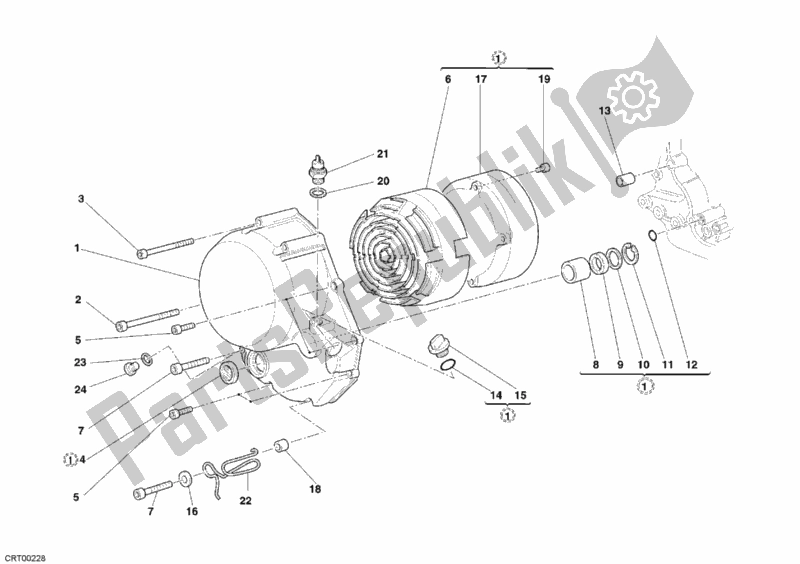 All parts for the Clutch Cover of the Ducati Multistrada 620 Dark USA 2006